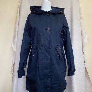 Woolrich Dark Blue Hooded Rain Coat
